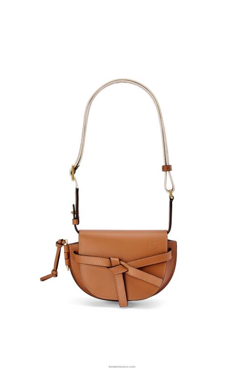 broncearse bolso mini gate dual de suave piel de becerro y jacquard Loewe R8J8Z215 mujer