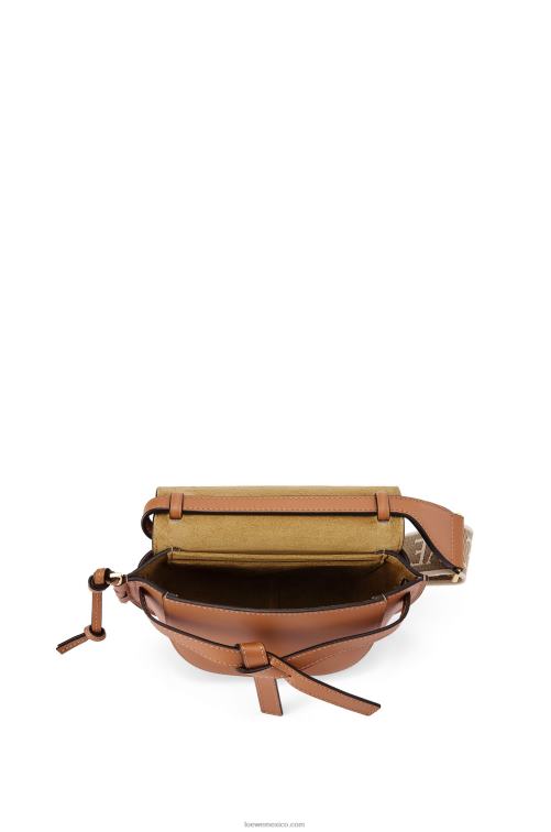 broncearse bolso mini gate dual de suave piel de becerro y jacquard Loewe R8J8Z215 mujer