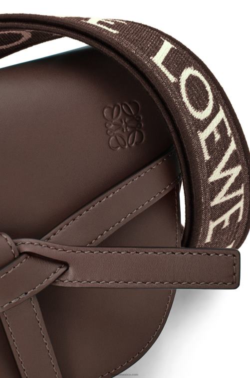 chocolate bolso mini gate dual de suave piel de becerro y jacquard Loewe R8J8Z319 mujer