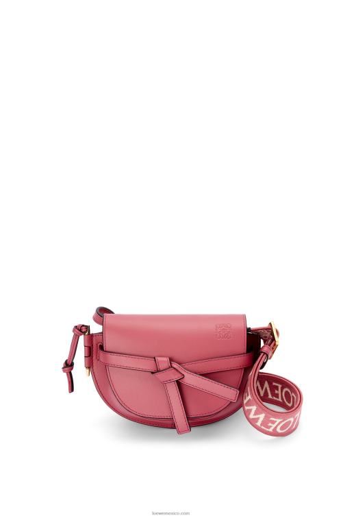 ciruela bolso mini gate dual de suave piel de becerro y jacquard Loewe R8J8Z265 mujer