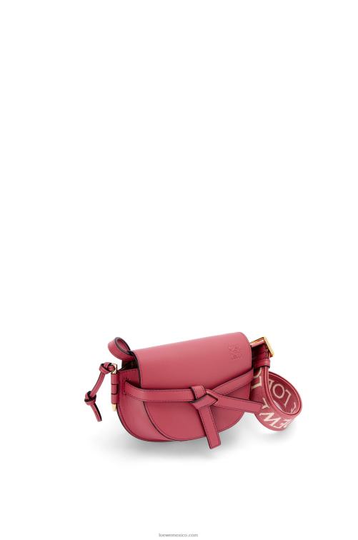 ciruela bolso mini gate dual de suave piel de becerro y jacquard Loewe R8J8Z265 mujer