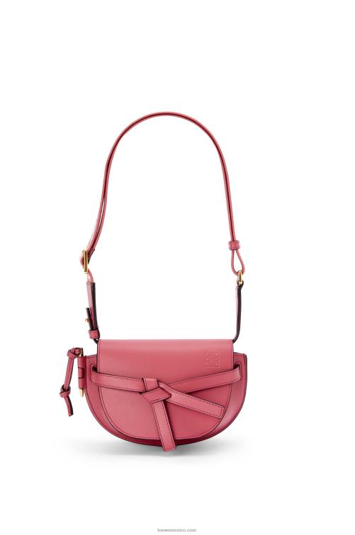 ciruela bolso mini gate dual de suave piel de becerro y jacquard Loewe R8J8Z265 mujer
