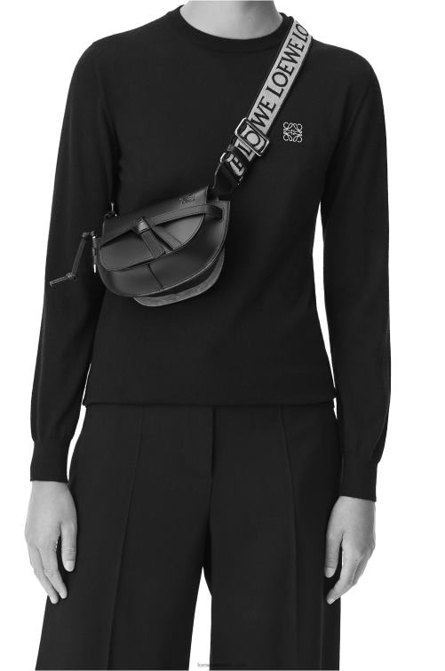 ciruela bolso mini gate dual de suave piel de becerro y jacquard Loewe R8J8Z265 mujer