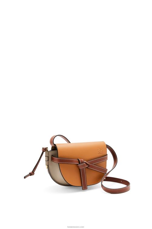 color ámbar/gris claro/óxido bolso mini gate dual de piel de becerro suave Loewe R8J8Z238 mujer