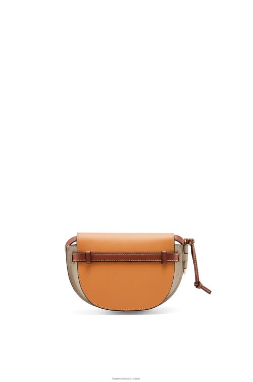 color ámbar/gris claro/óxido bolso mini gate dual de piel de becerro suave Loewe R8J8Z238 mujer