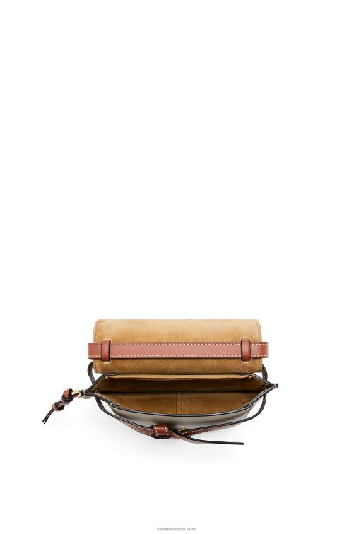 color ámbar/gris claro/óxido bolso mini gate dual de piel de becerro suave Loewe R8J8Z238 mujer