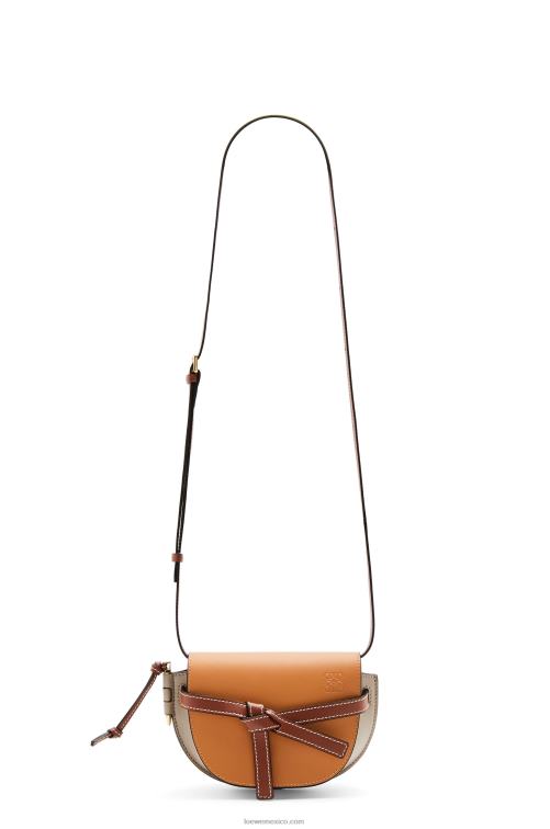 color ámbar/gris claro/óxido bolso mini gate dual de piel de becerro suave Loewe R8J8Z238 mujer