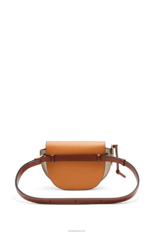 color ámbar/gris claro/óxido bolso mini gate dual de piel de becerro suave Loewe R8J8Z238 mujer