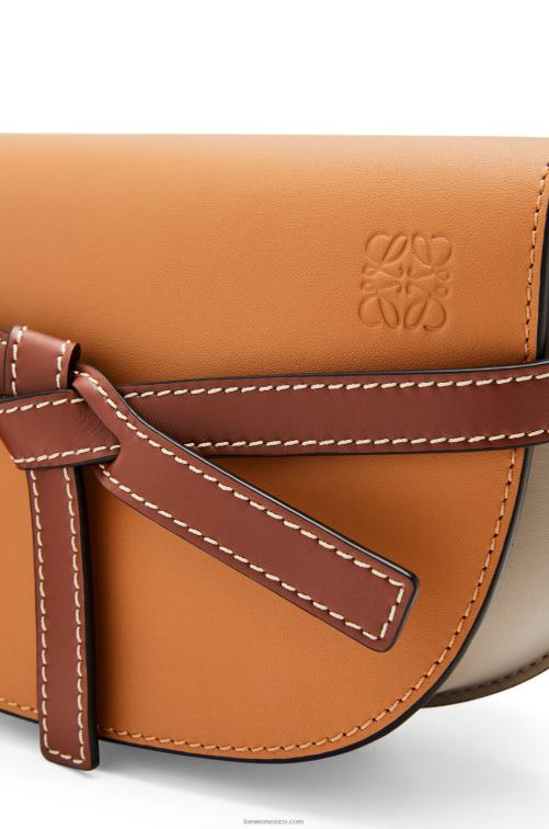 color ámbar/gris claro/óxido bolso mini gate dual de piel de becerro suave Loewe R8J8Z238 mujer