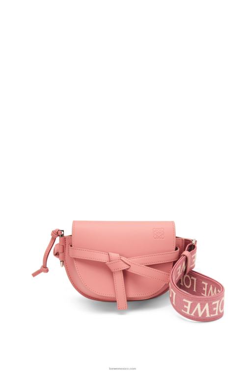 flor de durazno bolso mini gate dual de suave piel de becerro y jacquard Loewe R8J8Z554 mujer