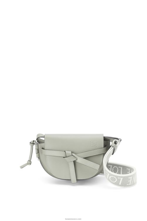 gris ceniza bolso mini gate dual de suave piel de becerro y jacquard Loewe R8J8Z276 mujer