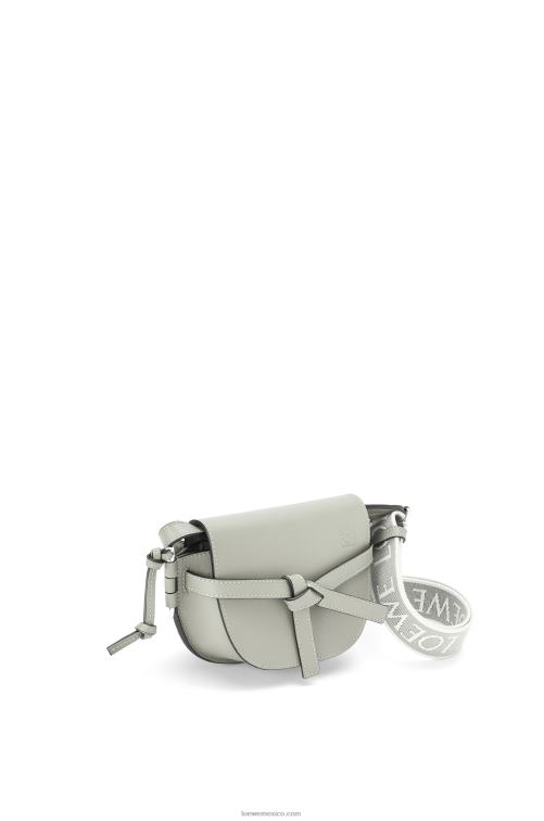 gris ceniza bolso mini gate dual de suave piel de becerro y jacquard Loewe R8J8Z276 mujer