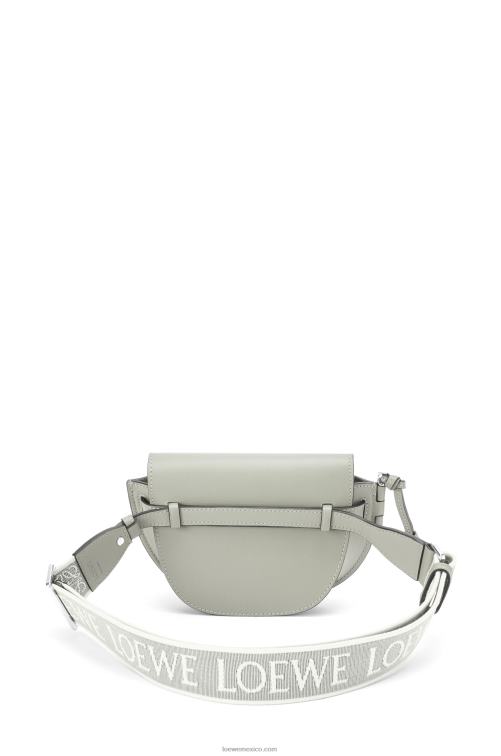 gris ceniza bolso mini gate dual de suave piel de becerro y jacquard Loewe R8J8Z276 mujer