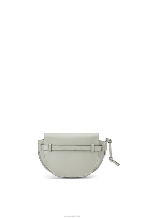 gris ceniza bolso mini gate dual de suave piel de becerro y jacquard Loewe R8J8Z276 mujer