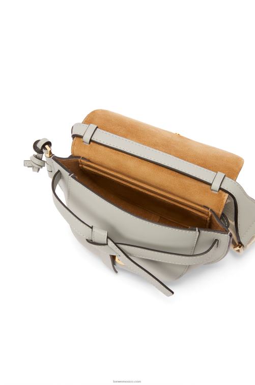 gris ceniza bolso mini gate dual de suave piel de becerro y jacquard Loewe R8J8Z276 mujer