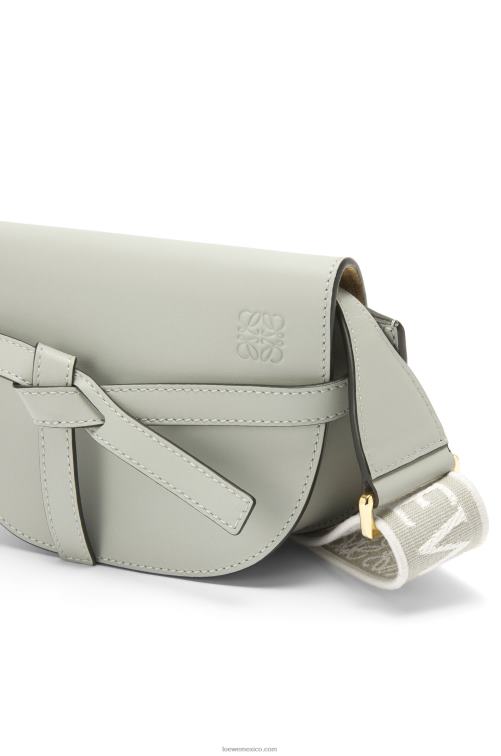 gris ceniza bolso mini gate dual de suave piel de becerro y jacquard Loewe R8J8Z276 mujer
