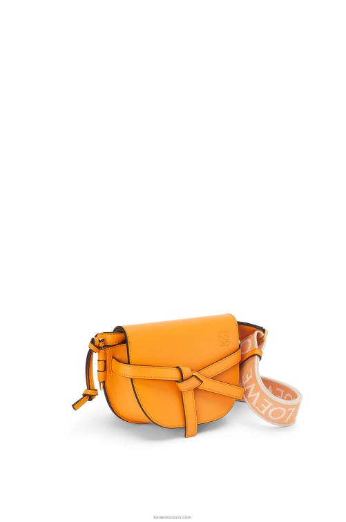 mandarín bolso mini gate dual de suave piel de becerro y jacquard Loewe R8J8Z275 mujer
