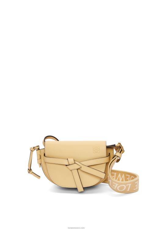 manteca bolso mini gate dual de suave piel de becerro y jacquard Loewe R8J8Z209 mujer