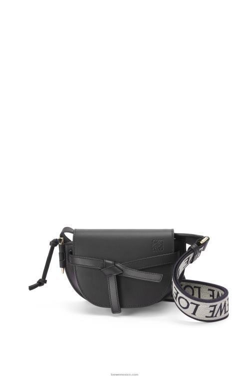 negro bolso mini gate dual de suave piel de becerro y jacquard Loewe R8J8Z197 mujer