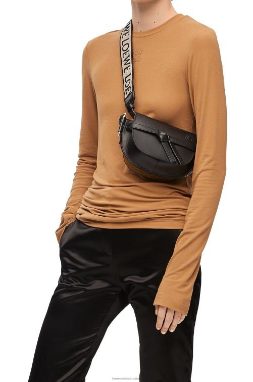negro bolso mini gate dual de suave piel de becerro y jacquard Loewe R8J8Z197 mujer