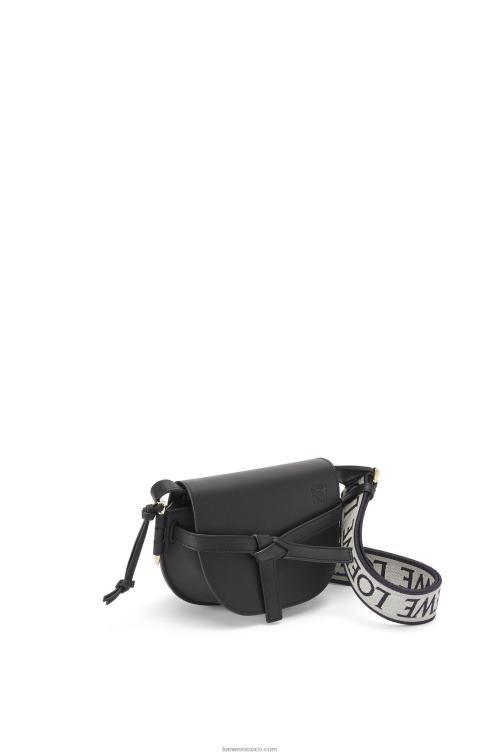negro bolso mini gate dual de suave piel de becerro y jacquard Loewe R8J8Z197 mujer