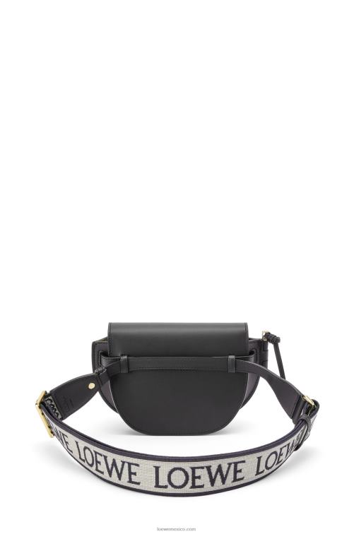 negro bolso mini gate dual de suave piel de becerro y jacquard Loewe R8J8Z197 mujer