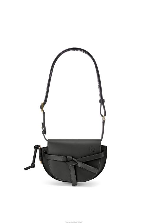 negro bolso mini gate dual de suave piel de becerro y jacquard Loewe R8J8Z197 mujer