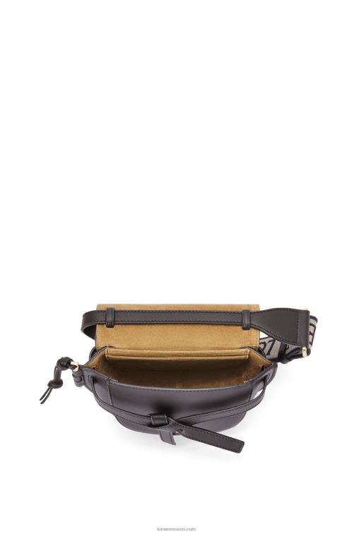 negro bolso mini gate dual de suave piel de becerro y jacquard Loewe R8J8Z197 mujer