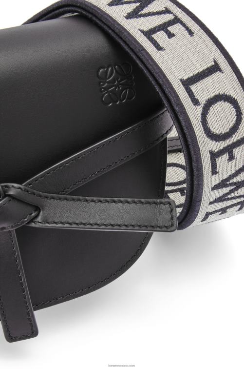 negro bolso mini gate dual de suave piel de becerro y jacquard Loewe R8J8Z197 mujer