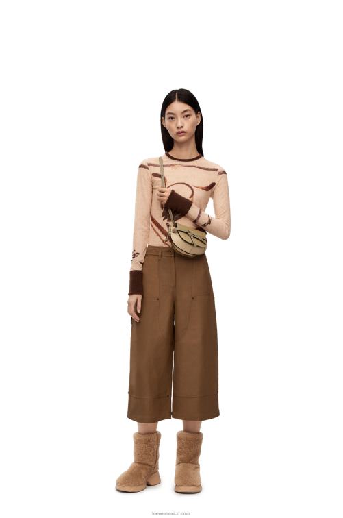 verde arcilla/beige empolvado bolso mini gate dual de piel de becerro suave Loewe R8J8Z240 mujer