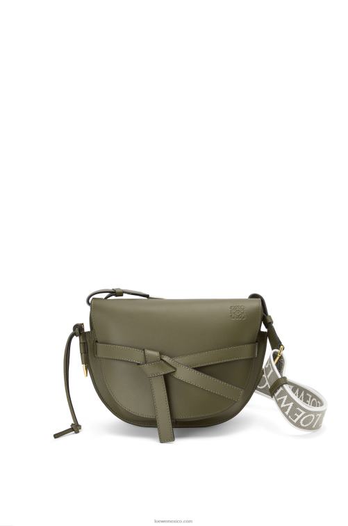 verde otoño bolso gate pequeño en suave piel de becerro y jacquard Loewe R8J8Z256 mujer