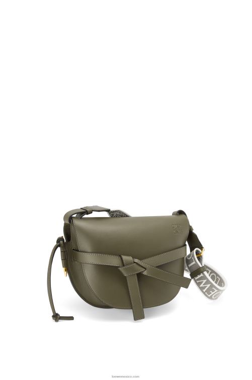 verde otoño bolso gate pequeño en suave piel de becerro y jacquard Loewe R8J8Z256 mujer