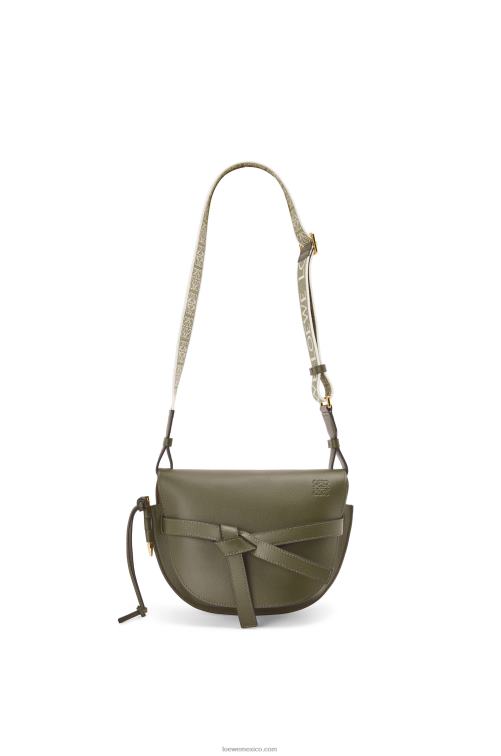 verde otoño bolso gate pequeño en suave piel de becerro y jacquard Loewe R8J8Z256 mujer