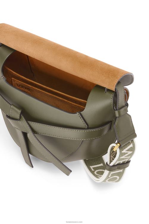 verde otoño bolso gate pequeño en suave piel de becerro y jacquard Loewe R8J8Z256 mujer