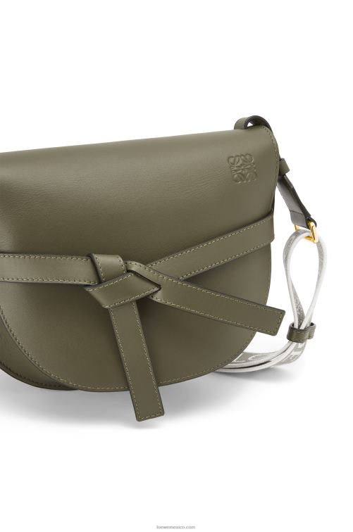 verde otoño bolso gate pequeño en suave piel de becerro y jacquard Loewe R8J8Z256 mujer