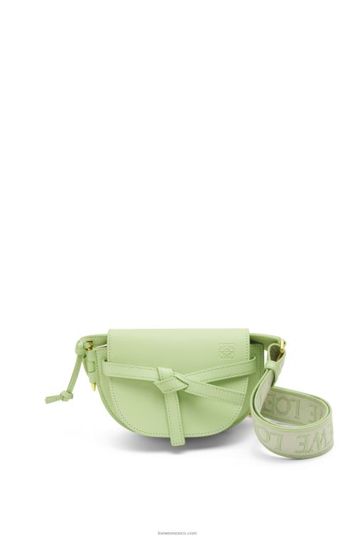 verde pálido claro bolso mini gate dual de suave piel de becerro y jacquard Loewe R8J8Z232 mujer