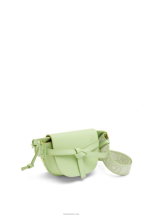 verde pálido claro bolso mini gate dual de suave piel de becerro y jacquard Loewe R8J8Z232 mujer