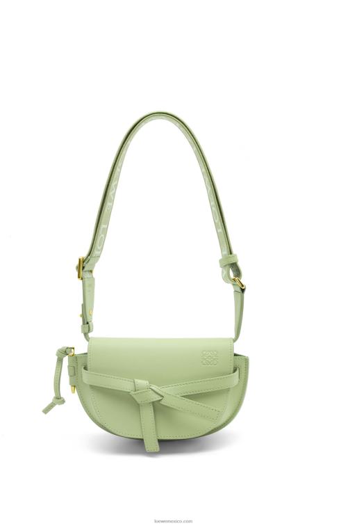 verde pálido claro bolso mini gate dual de suave piel de becerro y jacquard Loewe R8J8Z232 mujer