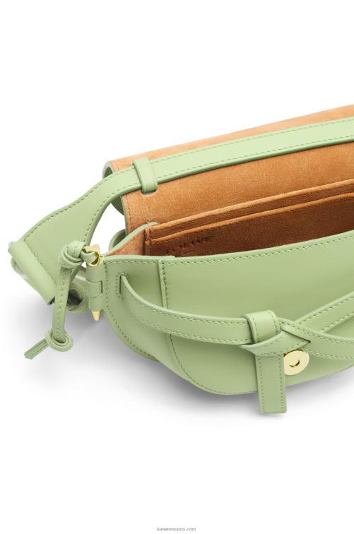 verde pálido claro bolso mini gate dual de suave piel de becerro y jacquard Loewe R8J8Z232 mujer