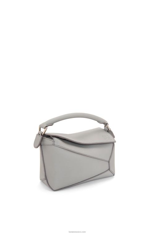 Perla gris bolso mini puzzle edge de suave piel de becerro granulada Loewe R8J8Z198 mujer