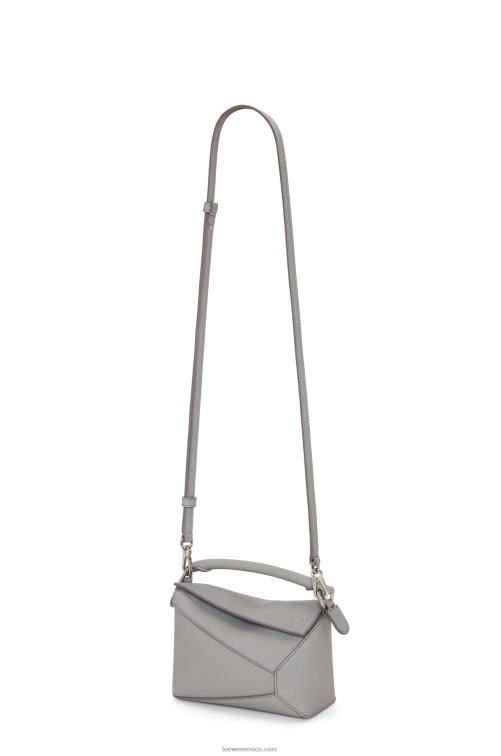 Perla gris bolso mini puzzle edge de suave piel de becerro granulada Loewe R8J8Z198 mujer