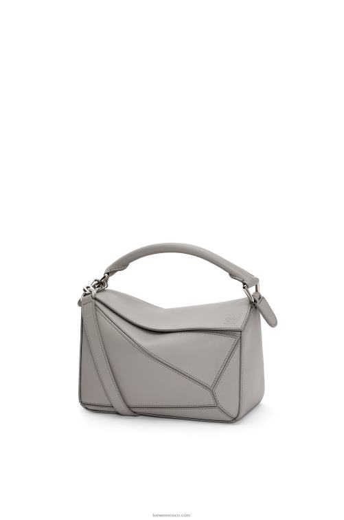 Perla gris bolso puzzle pequeño de piel de becerro clásica Loewe R8J8Z537 mujer