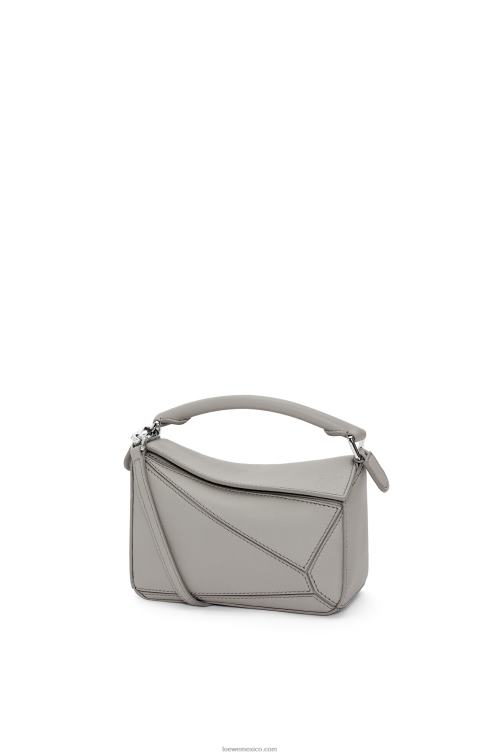 Perla gris minibolso puzzle de piel de becerro clásica Loewe R8J8Z314 mujer