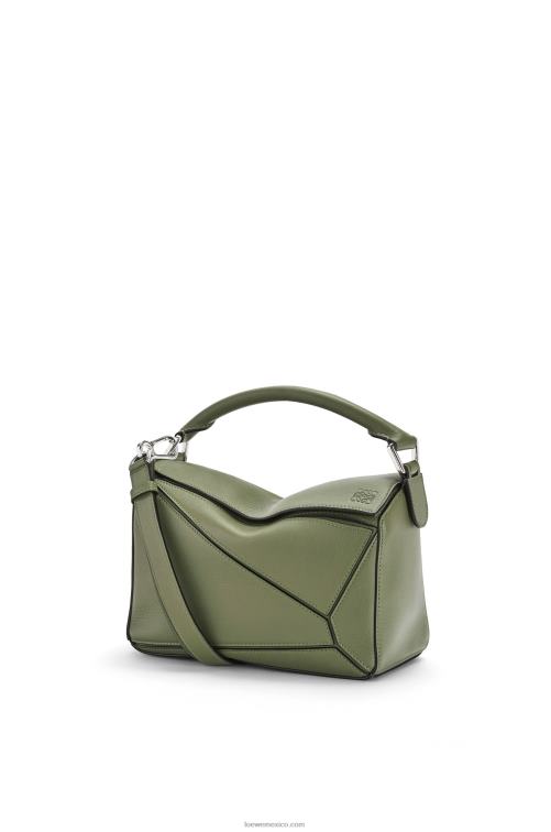 aguacate verde bolso puzzle pequeño de piel de becerro clásica Loewe R8J8Z545 mujer