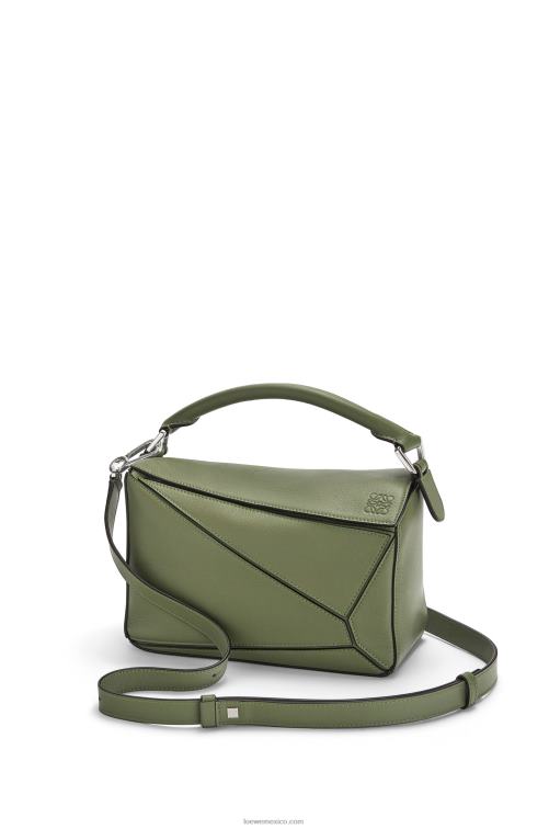 aguacate verde bolso puzzle pequeño de piel de becerro clásica Loewe R8J8Z545 mujer