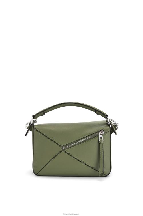aguacate verde bolso puzzle pequeño de piel de becerro clásica Loewe R8J8Z545 mujer