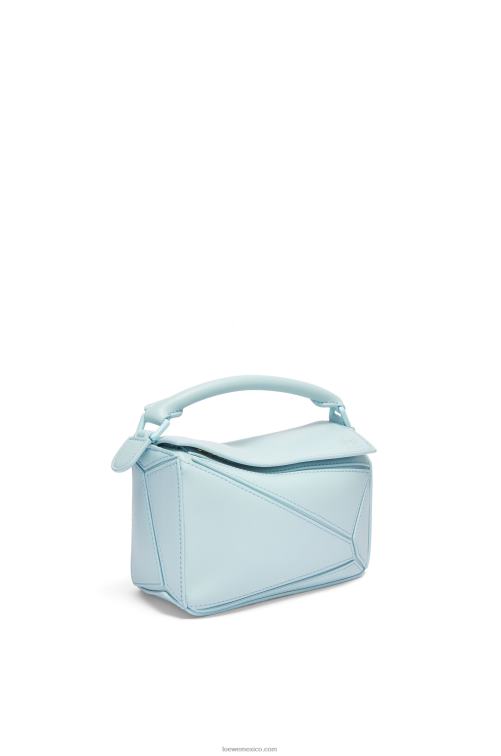 aguamarina bolso puzzle mini de piel de becerro satinada Loewe R8J8Z264 mujer