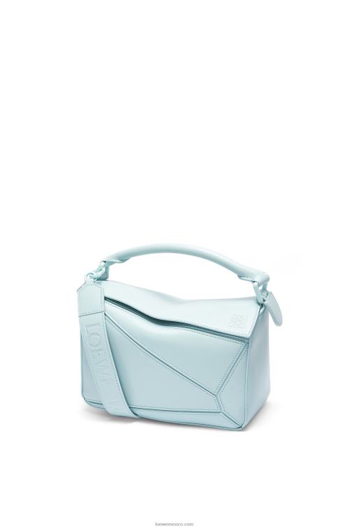 aguamarina bolso puzzle pequeño de piel de becerro satinada Loewe R8J8Z459 mujer