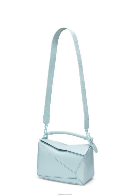 aguamarina bolso puzzle pequeño de piel de becerro satinada Loewe R8J8Z459 mujer