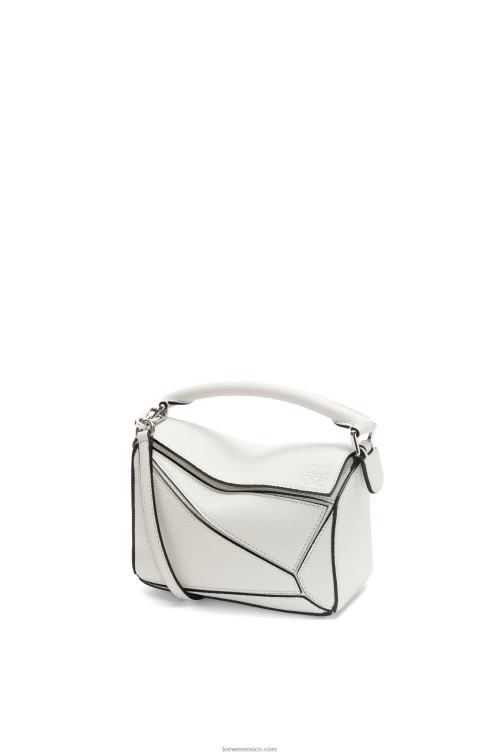 blanco suave bolso puzzle mini de suave piel de becerro granulada Loewe R8J8Z203 mujer